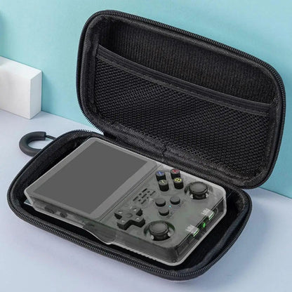 R36S R35S Protective Case EVA Hard Storage Bag – Scratch-Resistant Anti-Drop Portable Travel Case for Retro Handheld Game Console Accessories Black Gray