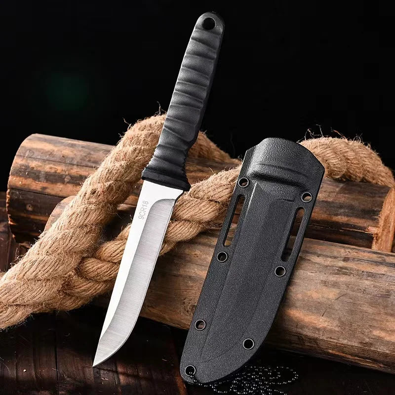 Survival Knife – 9Cr18MoV Steel Tactical Camping Knife with Neck Sheath for Outdoor & Self-Defense