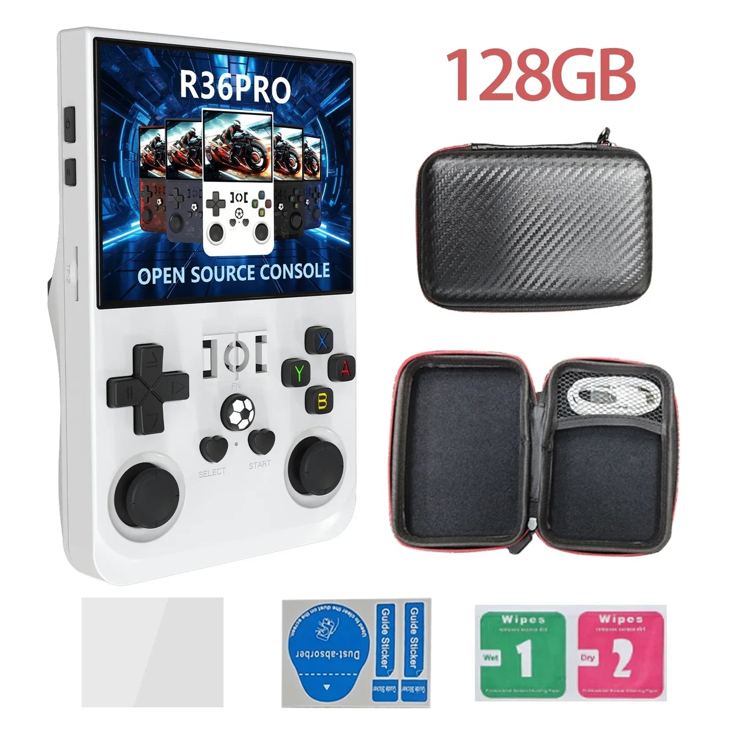 R36PRO Handheld Game Console – Hall Effect Joystick 3.5" IPS RK3566 30+ Emulators 30000 Games 4000mAh 64GB 128GB PS1 N64 PSP GBA 5 Colors