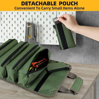 Roll Up Tool Bag Organizer – 4 Compartments, Water-Resistant Oxford