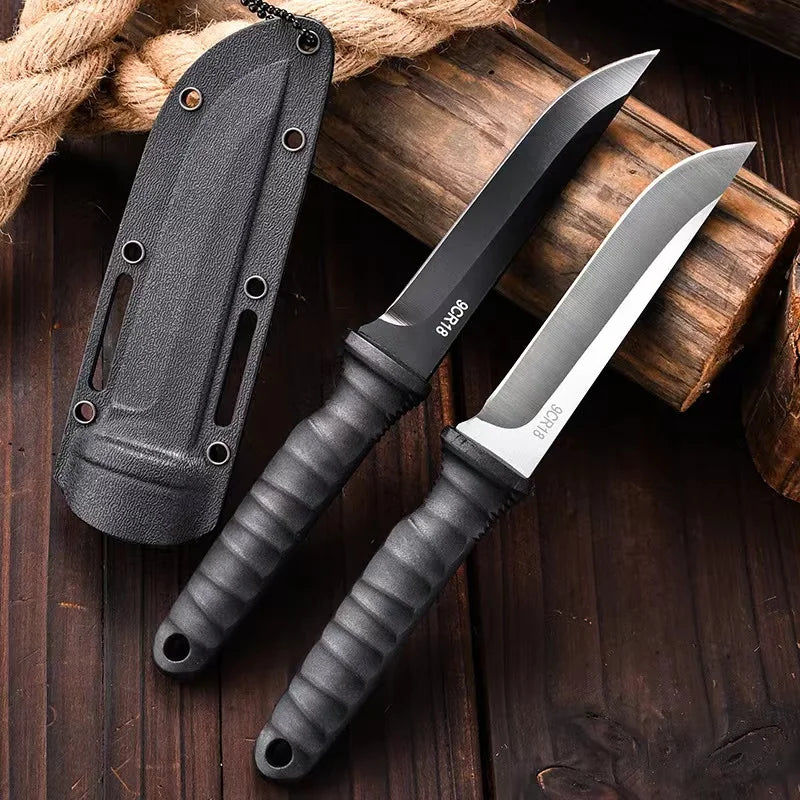Survival Knife – 9Cr18MoV Steel Tactical Camping Knife with Neck Sheath for Outdoor & Self-Defense