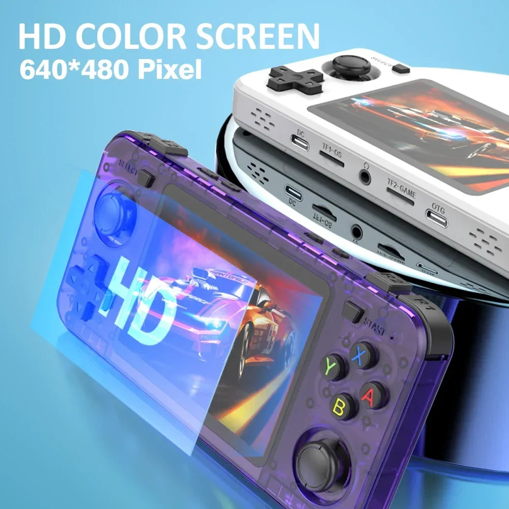 R36H Handheld Game Console – Replaceable Battery Dual SD Slot 3.5" IPS RK3326 15000 Games 20+ Emulators Linux 64GB 128GB 6 Colors PS1 NES GBA SNES
