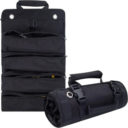 Roll Up Tool Bag Organizer – 4 Compartments, Water-Resistant Oxford