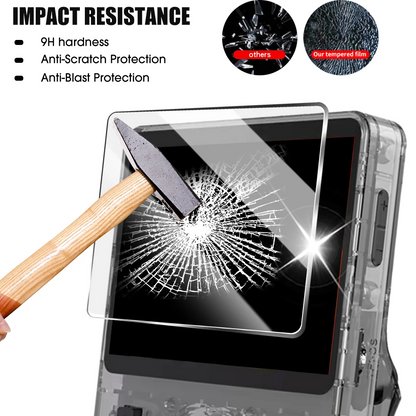 R36S R35S Screen Protector + EVA Storage Case Set 9H Tempered Glass Scratch-Resistant Waterproof Retro Handheld Console Accessories Protection Kit Gift for Gamers