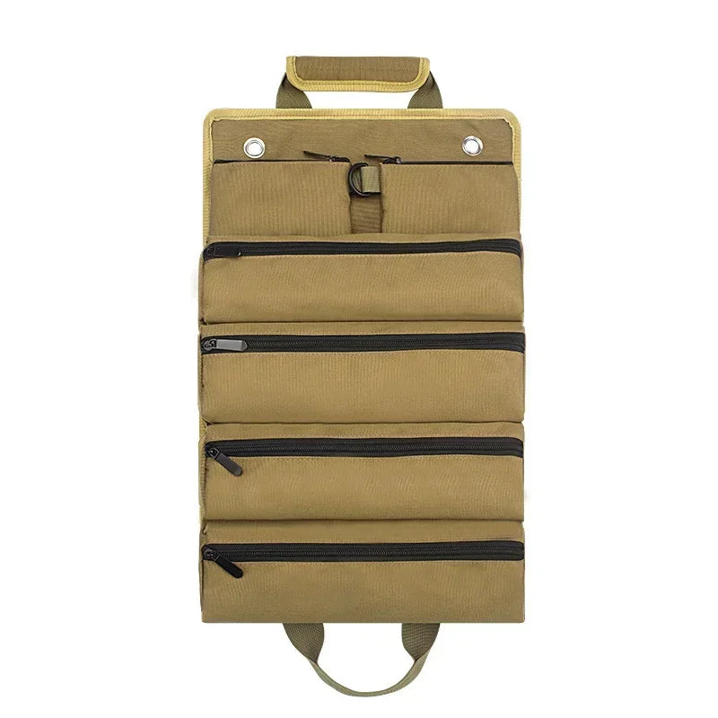 Roll Up Tool Bag Organizer – 4 Compartments, Water-Resistant Oxford