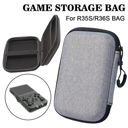 R36S R35S Protective Case EVA Hard Storage Bag – Scratch-Resistant Anti-Drop Portable Travel Case for Retro Handheld Game Console Accessories Black Gray