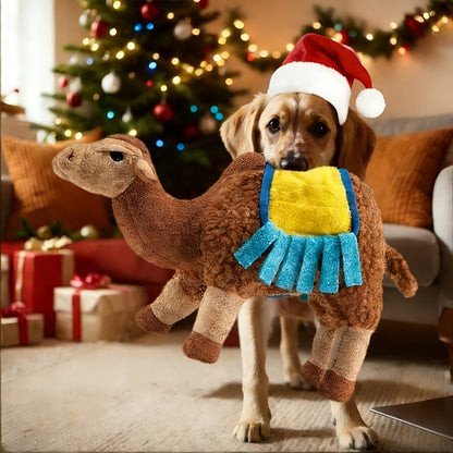 Squeaky Plush Dog Toy - Durable Camel Design Chew Toy for Aggressive Chewers, Washable Calming Interactive Plush Toy for Small Medium Large Dogs & Cats, Anxiety Relief Pet Toy