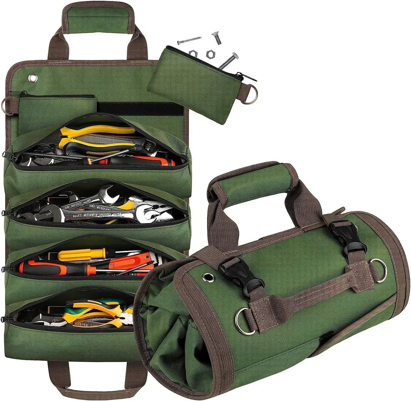 Roll Up Tool Bag Organizer – 4 Compartments, Water-Resistant Oxford