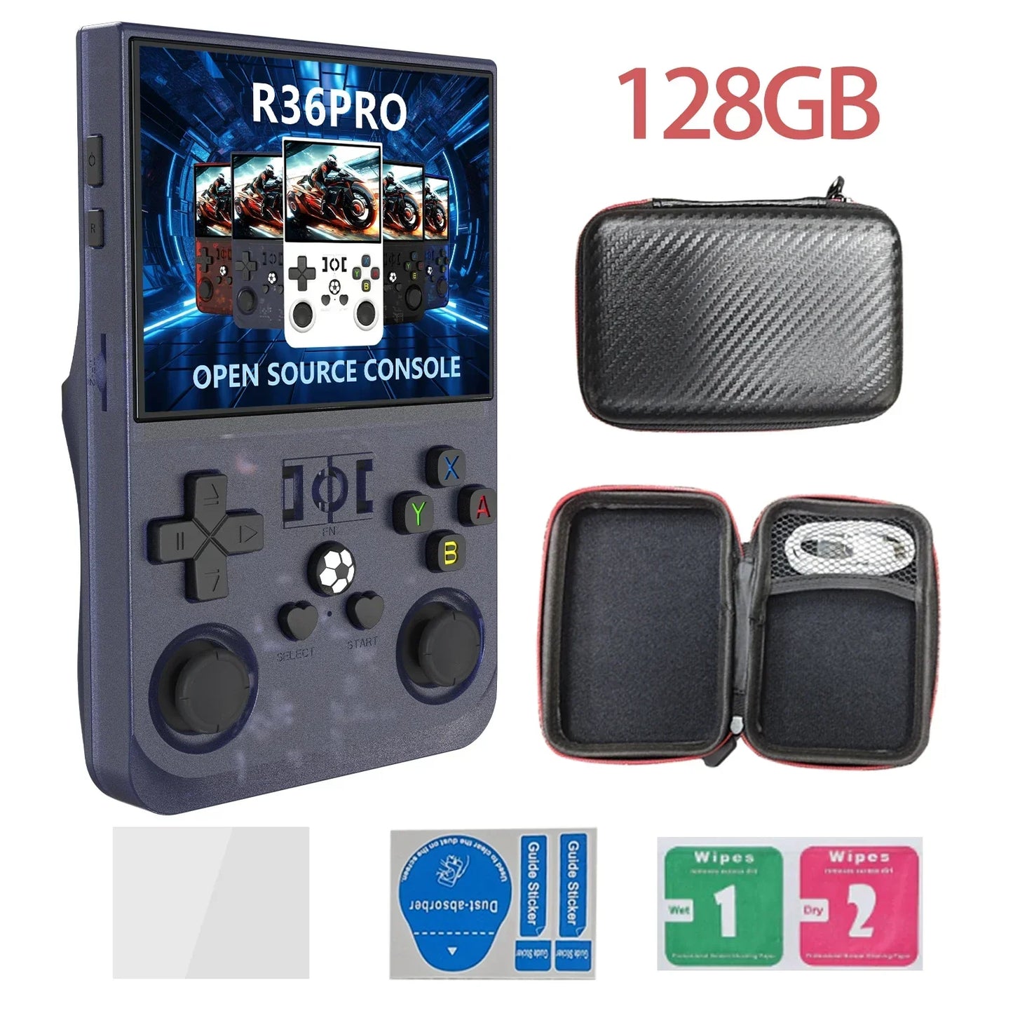 R36PRO Handheld Game Console – Hall Effect Joystick 3.5" IPS RK3566 30+ Emulators 30000 Games 4000mAh 64GB 128GB PS1 N64 PSP GBA 5 Colors