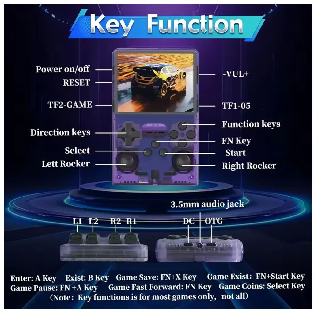 R40S Pro Preloaded Games Handheld Game Console – 30000 Games 3.5" IPS Retro Emulator Wi-Fi Multiplayer 256GB PS1 NES SNES GBA SEGA Plug and Play