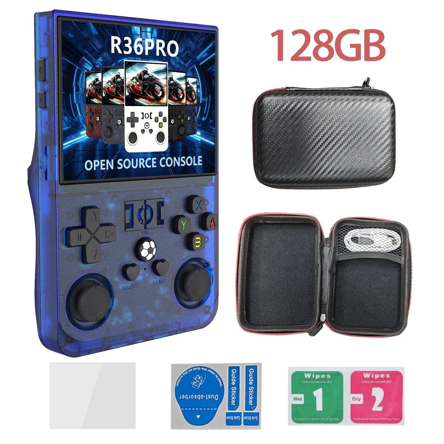 R36PRO Handheld Game Console – Hall Effect Joystick 3.5" IPS RK3566 30+ Emulators 30000 Games 4000mAh 64GB 128GB PS1 N64 PSP GBA 5 Colors