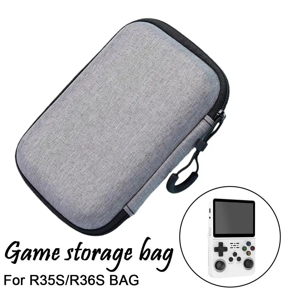 R36S R35S Protective Case EVA Hard Storage Bag – Scratch-Resistant Anti-Drop Portable Travel Case for Retro Handheld Game Console Accessories Black Gray