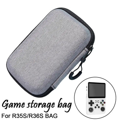 R36S R35S Protective Case EVA Hard Storage Bag – Scratch-Resistant Anti-Drop Portable Travel Case for Retro Handheld Game Console Accessories Black Gray