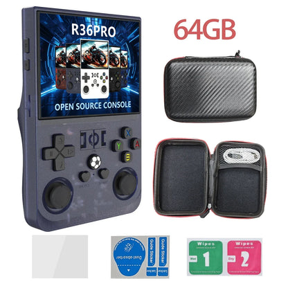 R36PRO Handheld Game Console – Hall Effect Joystick 3.5" IPS RK3566 30+ Emulators 30000 Games 4000mAh 64GB 128GB PS1 N64 PSP GBA 5 Colors