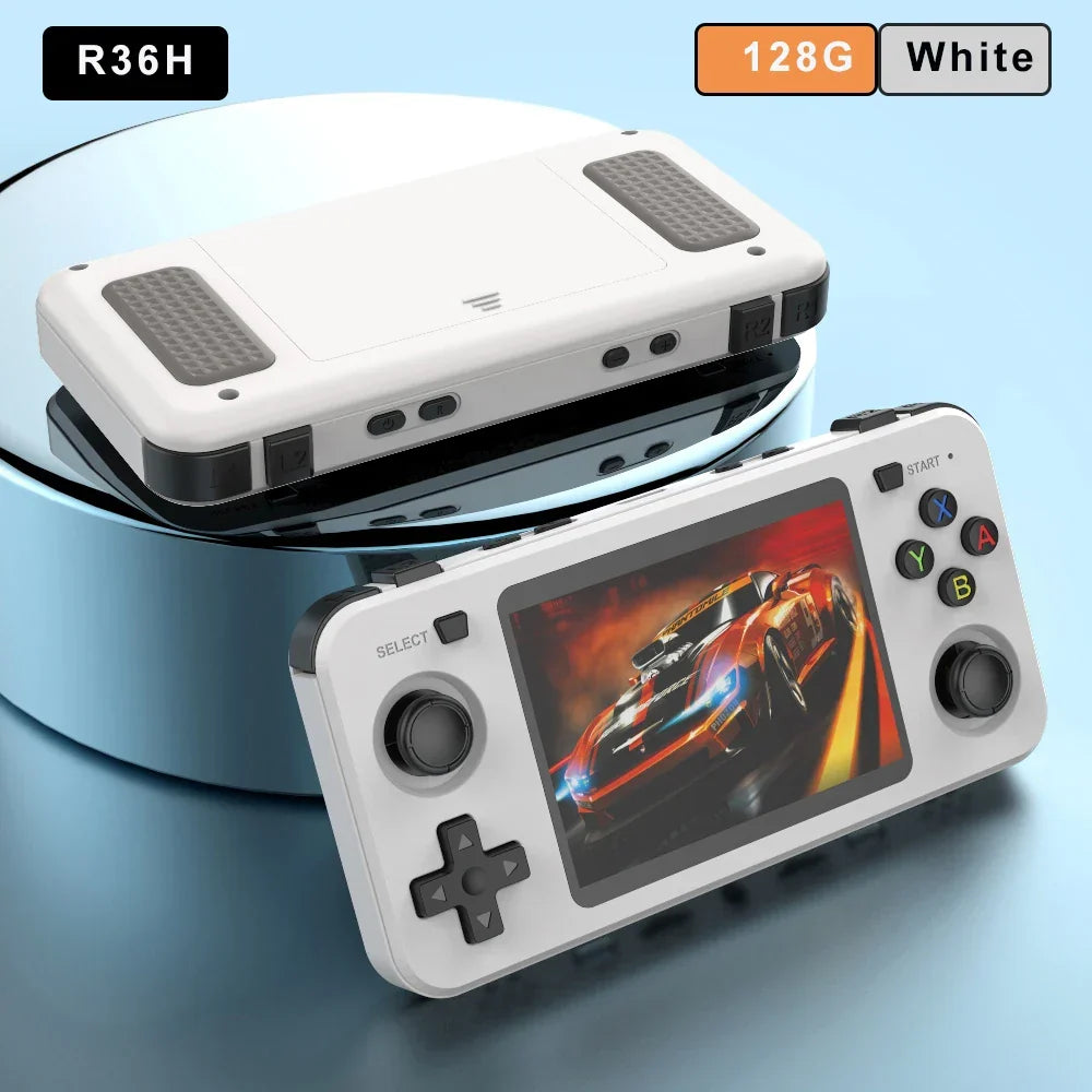 R36H Handheld Game Console – Replaceable Battery Dual SD Slot 3.5" IPS RK3326 15000 Games 20+ Emulators Linux 64GB 128GB 6 Colors PS1 NES GBA SNES