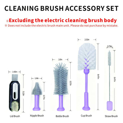 Electric Cup Scrubber Bottle Brush Cleaner – 2-Speed IPX6 Waterproof, Type-C Rechargeable, Deep Cleans 40oz Mugs, Tumblers & Hydration Bottles, Long Straw Brush Included, Wall Mount Storage, Kitchen Cleaning Tool