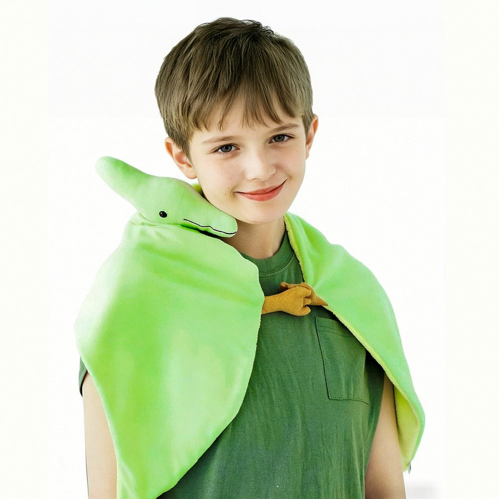 Pterodactyl Plush Cape for Kids 38 Inch Wearable Dinosaur Stuffed Animal Hoodie Cape Blanket Poncho for Halloween Costume Birthday Gift
