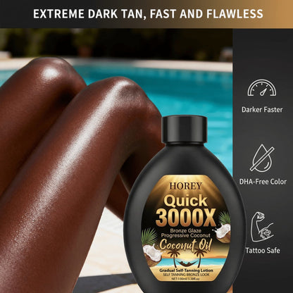 Self Tanning Lotion Coconut Extract Gradual Sunless Tanner 100ml - Natural Sun-Kissed Glow Streak-Free Moisturizing Body Lotion for Women Men All Skin Tones Year-Round Bronze Tan