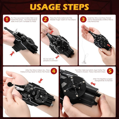 Spider Web Shooter Wrist Toy for Kids - 8ft Realistic Web Launcher with Suction Cup, String Gloves & Launcher, Superhero Role Play Cosplay Toy, Birthday Gift for Boys