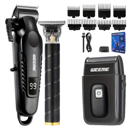 3-in-1 Hair Clipper Grooming Kit for Men — WEEME USB Rechargeable Cordless Beard Trimmer & Body Shaver Set, Home Barber Hair Cutting Kit, Gift for Boyfriend Father Husband