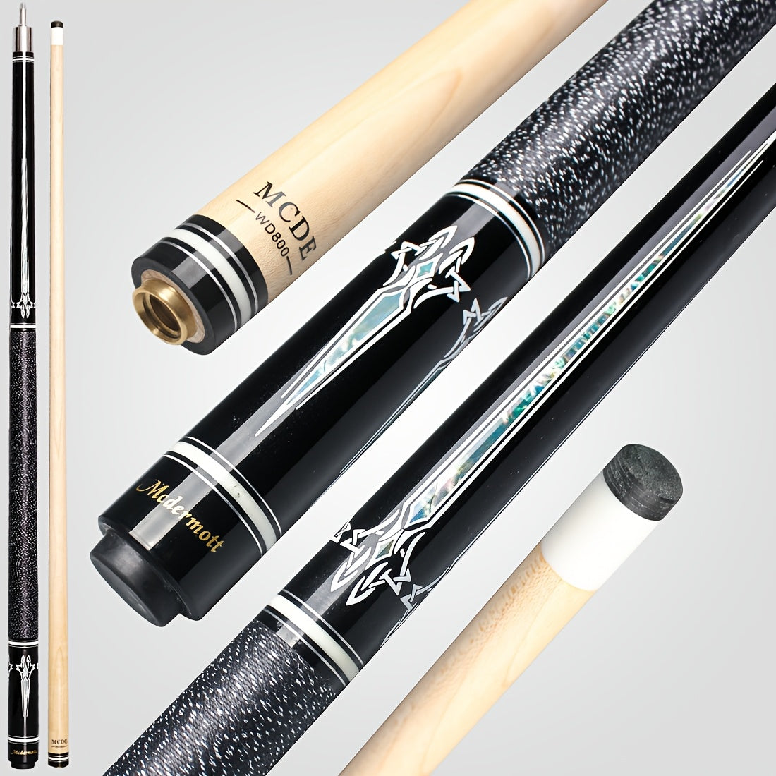 2-Piece Pool Cue 58 Inch – Grade A Canadian Maple, 12.5mm Low Deflection Shaft, Multi-Layer Leather Tip, Irish Linen Wrap – Professional Billiard Stick for Players