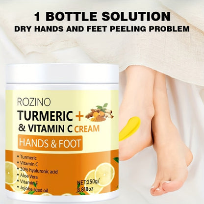 Turmeric Foot & Hand Cream 250g - Anti-Crack Deep Moisturizing Repair for Dry Cracked Heels, Elbows, Ankles & Knees, Intensive Hydrating Skin Care with Turmeric Extract