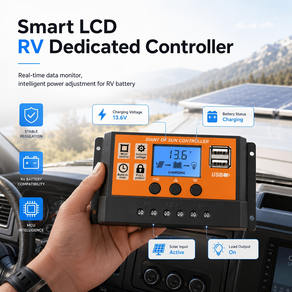 Lightweight Portable Solar Panel, Fast-charging High-power Kit, Monocrystalline, with 100A Controller, Cord & Clamps, Stable In Low Temp, for RV, Boat, Car, Camera, 4-season Camping, Hiking, Emergency Off-grid Power, No Battery