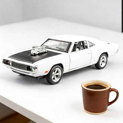 Dodge Challenger Diecast Model Car Zinc Alloy Collectible Static Replica – Highly Detailed Home & Office Decor, Birthday Christmas Gift for Car Enthusiasts (Blue / Black / White)
