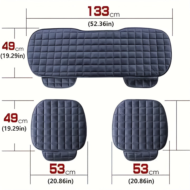 1/2/3pcs Plush Plaid Thickened Heat-Insulating Car Seat Cushions, Car Seat Front And Rear Seat Protection Pads, Non-Slip Protection Pads, Universal Car Interior, Suitable for Various Models of Breathable Car Seat Cushions