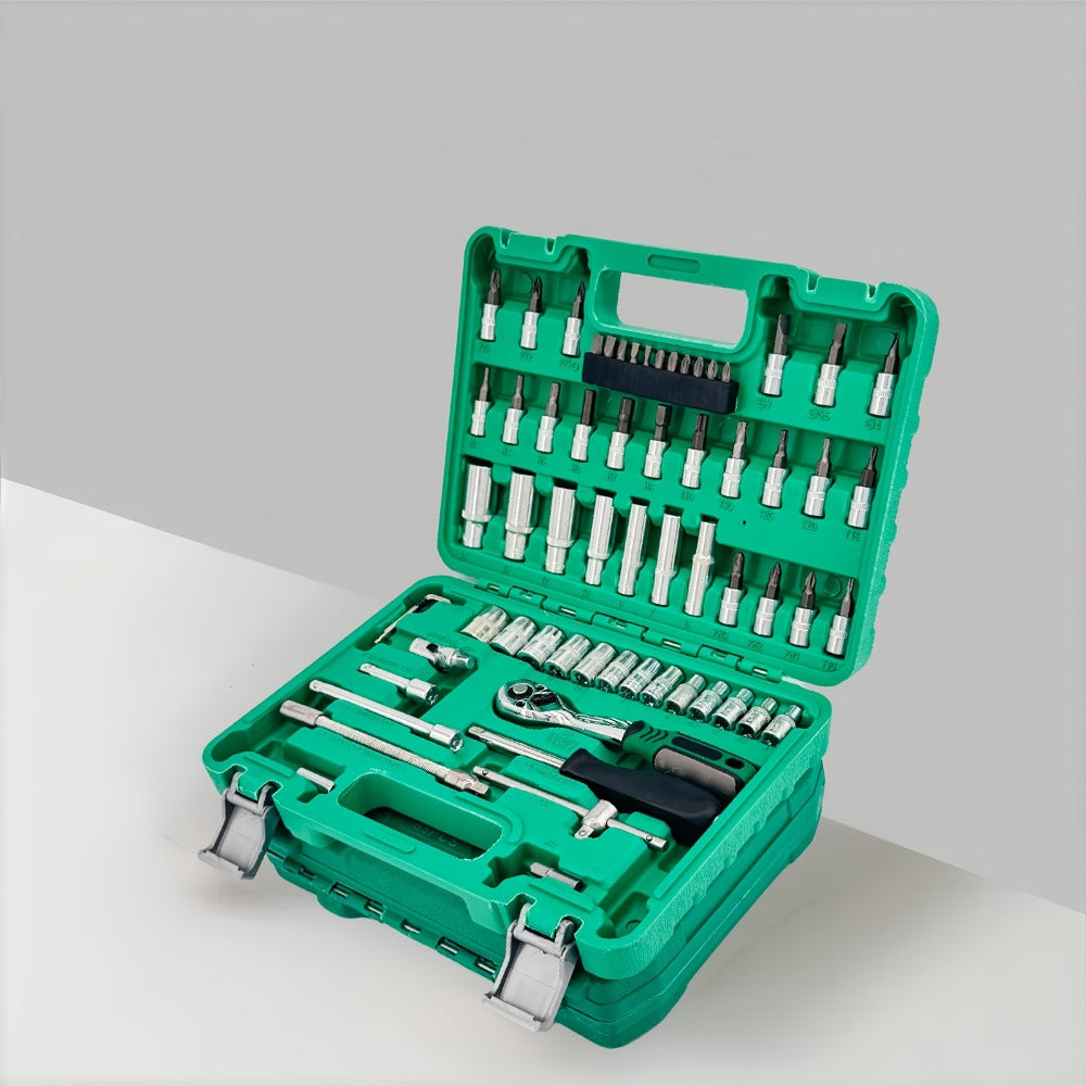 Mechanic Tool Kit Auto Repair Socket Set 1/4" 3/8" 1/2" Drive Ratchet Wrench Combination – 53 to 216-Piece Professional Grade Car Repair Tools with Depth & Standard Sockets