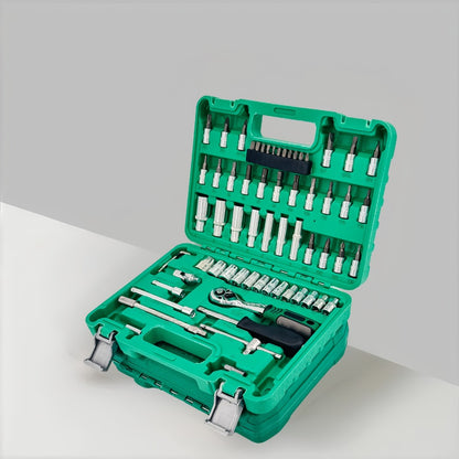 Mechanic Tool Kit Auto Repair Socket Set 1/4" 3/8" 1/2" Drive Ratchet Wrench Combination – 53 to 216-Piece Professional Grade Car Repair Tools with Depth & Standard Sockets