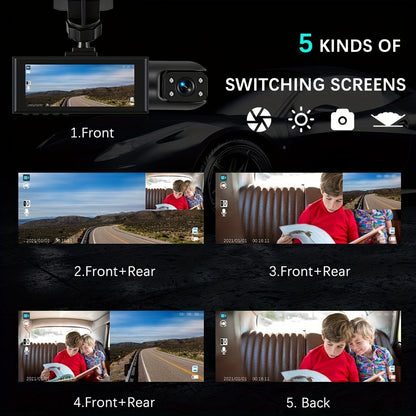 Dual Dash Cam 1080P Front and Inside Car Camera with IR Night Vision, WiFi, Loop Recording, Wide Angle DVR – Optional 2" / 3.16" Screen, No Card / 32GB / 64GB Memory Card