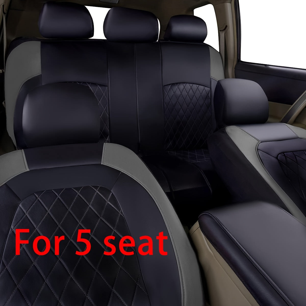PU Leather Car Seat Covers Full Set Car Seat Covers Full Set Front Seats And Rear Bench,  Fit 5 Seat Covers Jeeps Car Accessories for Men for SUV, Automotive Truck, Scratch Proof