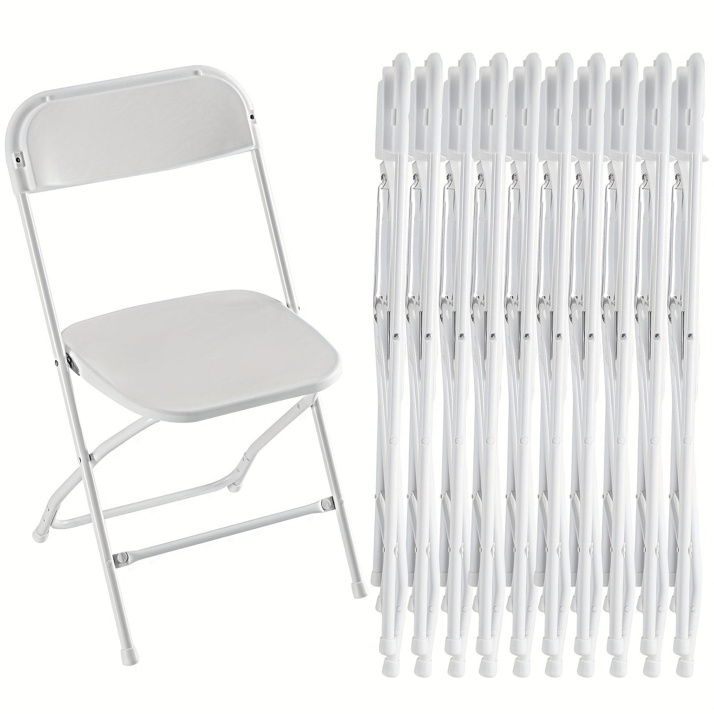 Commercial Folding Chairs Stackable – 350lb Heavy Duty Steel Frame, Weather Resistant Plastic, Indoor & Outdoor Event Seating – White or Black, 4 to 20 Pack for Weddings & Parties
