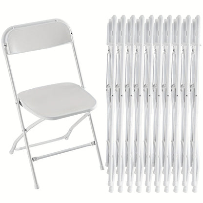 Commercial Folding Chairs Stackable – 350lb Heavy Duty Steel Frame, Weather Resistant Plastic, Indoor & Outdoor Event Seating – White or Black, 4 to 20 Pack for Weddings & Parties