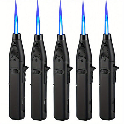 Windproof Torch Lighter 5 Pack Outdoor Butane Gas Lighter Set 1300 1800 Degree Blue Flame Safety Lock Gift Box Camping BBQ Candle Fireplace Butane Not Included