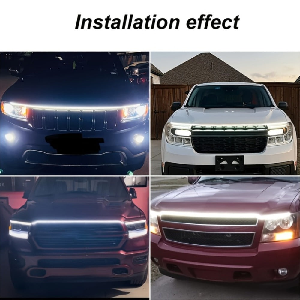 LED Engine Through-Light Bar 70 Inch High-Brightness White Light 2000-3000LM – Auto Welcome Mode Steering Effect 12V Wiring for Car SUV Universal Fit