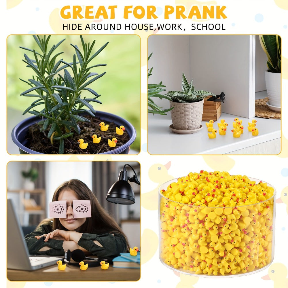 Mini Rubber Ducks Bulk 1200pcs – Tiny Yellow Resin Duck Figures for Hide & Seek Prank, Cruise Ship Duck, Dollhouse Decor, Miniature Garden, Halloween Party Favor & Gift