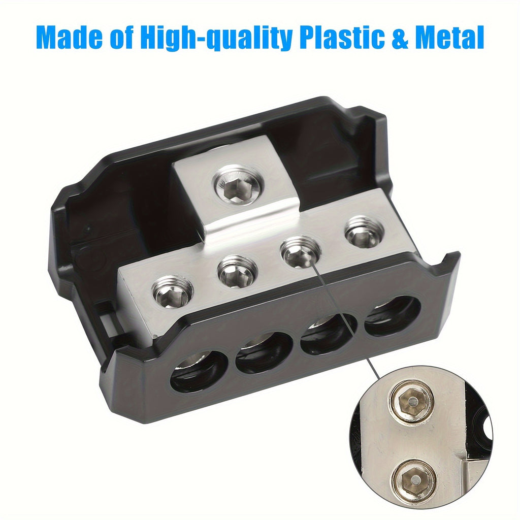 4 Way Power Distribution Block, Power Distribution Ground Distributor Connecting Block for Car Amplifier Audio Splitter 2 Pack, Without Battery