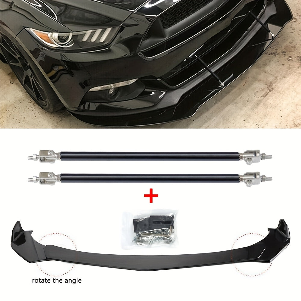 Car Front Bumper Lip Splitter Spoiler And Strut Rods for Ford for Mustang 2000-2021, 2015-2021 for DODGE Challenger for Srt Hellcat, for Infiniti G37 Coupe Sedan