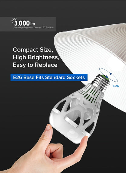 A21 LED Light Bulb 22W 3000 Lumens 200W Equivalent High Brightness Non-Dimmable – E26 Base 3000K Warm White & 5000K Daylight for Home Office Garage Workshop Indoor Lighting, 4-Pack