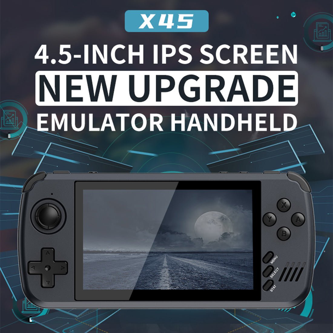 Powkiddy X39 PRO Handheld Game Console – 4.5" IPS 854×480 5600+ Preloaded Games HDMI Output Dual Player 3000mAh Linux Retro Gaming System