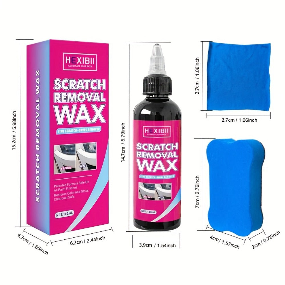 Car Scratch Remover Wax 2-Pack - Liquid Formula for Fine Surface Scratch Repair on Cars, RV, Trucks & Motorcycles