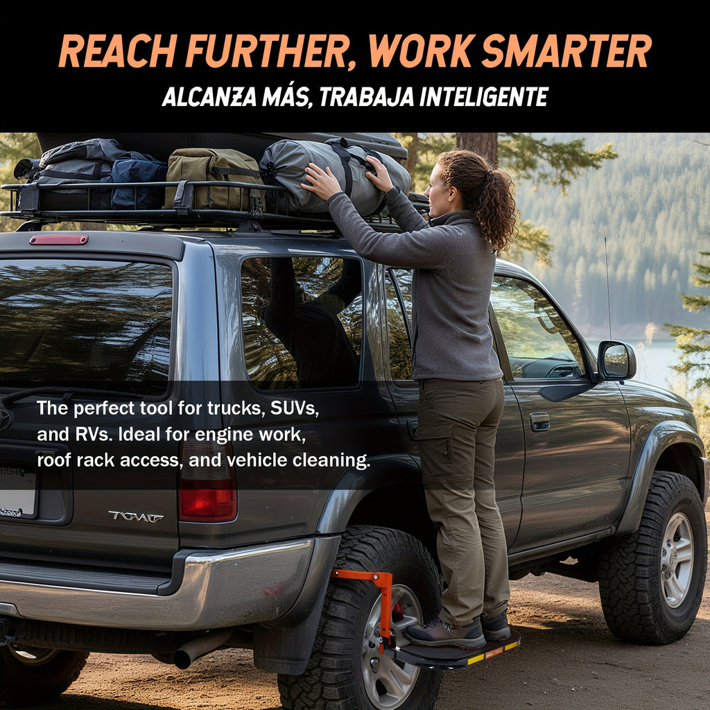 Heavy Duty Foldable Tire Step with Anti-Slip Texture, Adjustable Height, 300/650 LBS Load Capacity, Fits Tires Up to 13.5" And 15" Wide, Portable Roof Rack Climbing Step, Universal Car Additions for Truck SUV Trailer