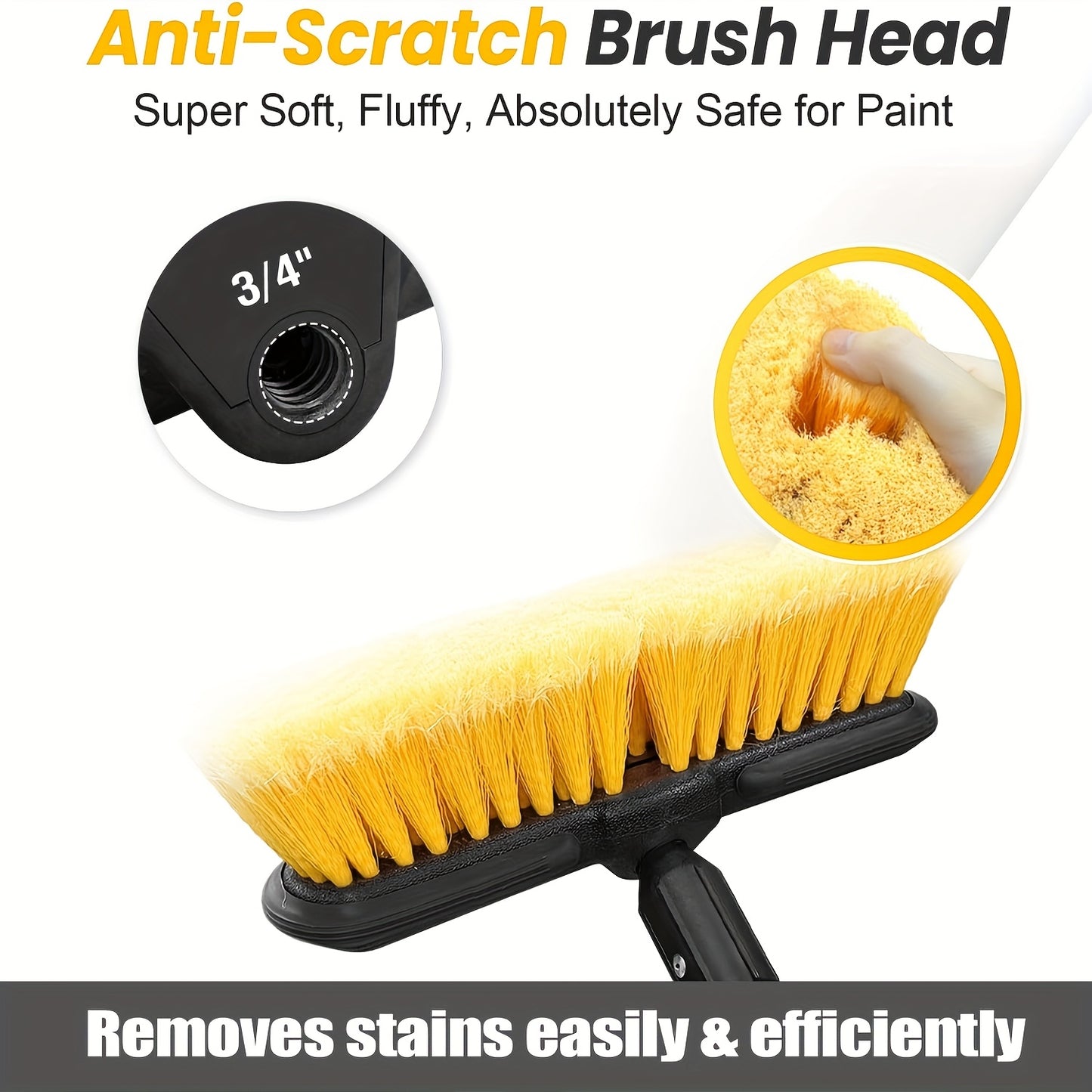 69'' Car Wash Brush With Long Handle, Car Wash Kit With Tire Brush, Tower, Window Squeegee, Chenille Microfiber, Car Detailing Brushes, Car Cleaning Brush Kit Supplies For Car, Truck, SUV, RV..