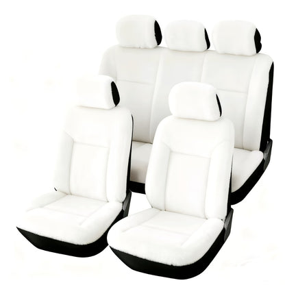 Car Seat Covers 5-Seat Set Luxury Plush Full-Wrap Universal Fit – Non-Slip Warm Winter Soft Fabric Seamless Coverage for Front & Rear Seats – All Car Models (Blue / Pink / Black / Red / White / Beige / Grey)