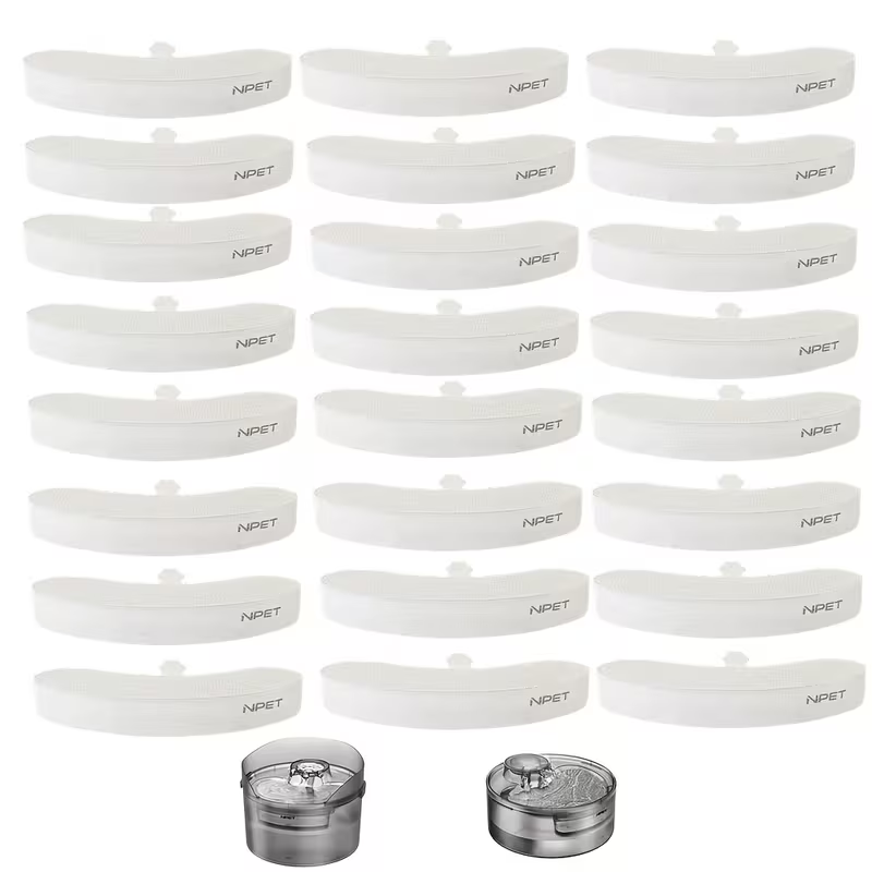 NPET DF10 Pet Water Fountain Replacement Filters – Multi-Pack Activated Carbon Filter Cartridges for Dog & Cat Water Fountain, Removes Odors & Impurities, Replace Every 4–6 Weeks | 4 / 12 / 16 / 20 / 24 Pack