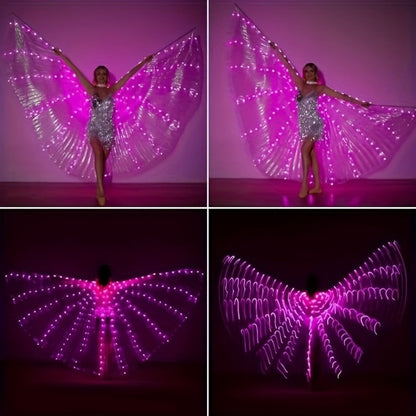 LED Feather Dance Costume Glowing Luminous – Light Up Belly Dance Performance Dress for Women Halloween Christmas Mardi Gras Rave Stage Show White Purple Warm White