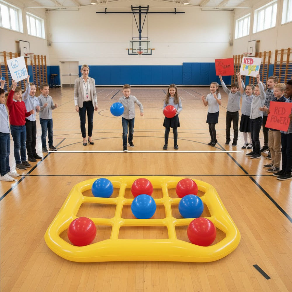 Floating Tic Tac Toe Pool Game Set for Family & Adults – Giant Inflatable Board with 10 Balls & Air Pump, Swimming Pool Lake Party Toy for 2-10 Players, Summer Outdoor Water Game