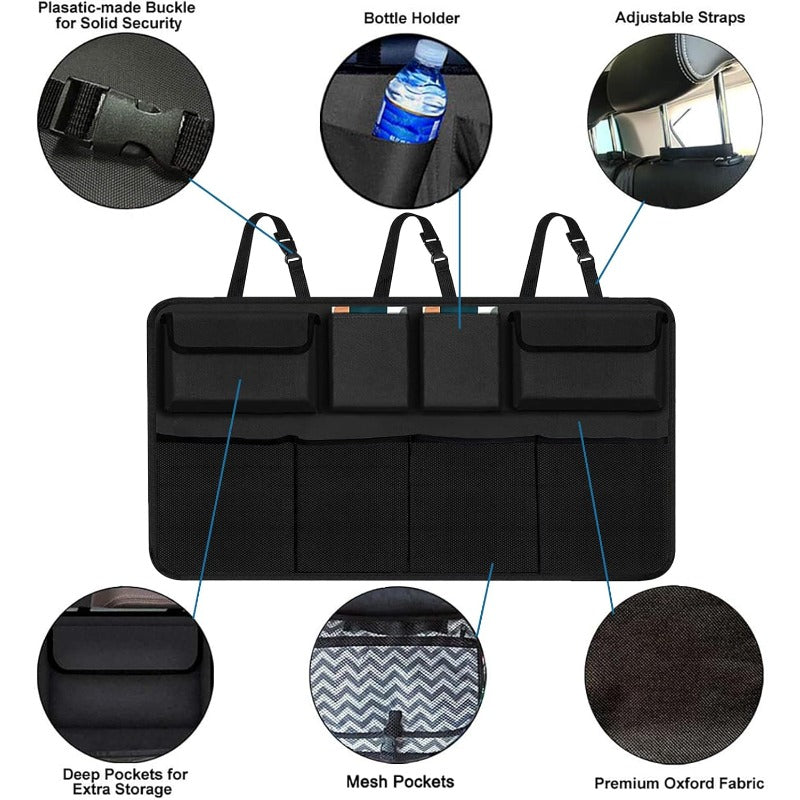 Car Trunk Organizer, Large Capacity Car Organizers And Storage with 8 Pockets, Waterproof Backseat Hanging Organizer for SUV, Truck, MPV, Interior Additions for Men And Women